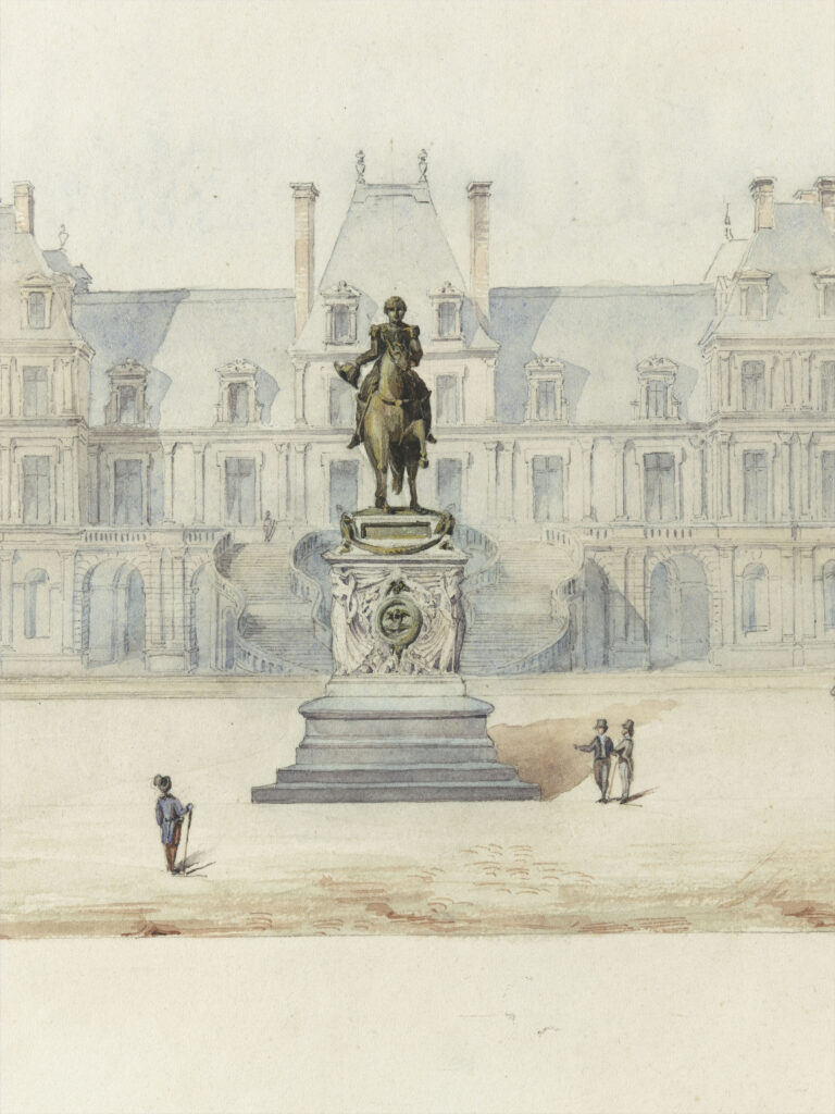 Exposition Fontainebleau portraits d'un château - Statue équestre dans la cour d'Honneur