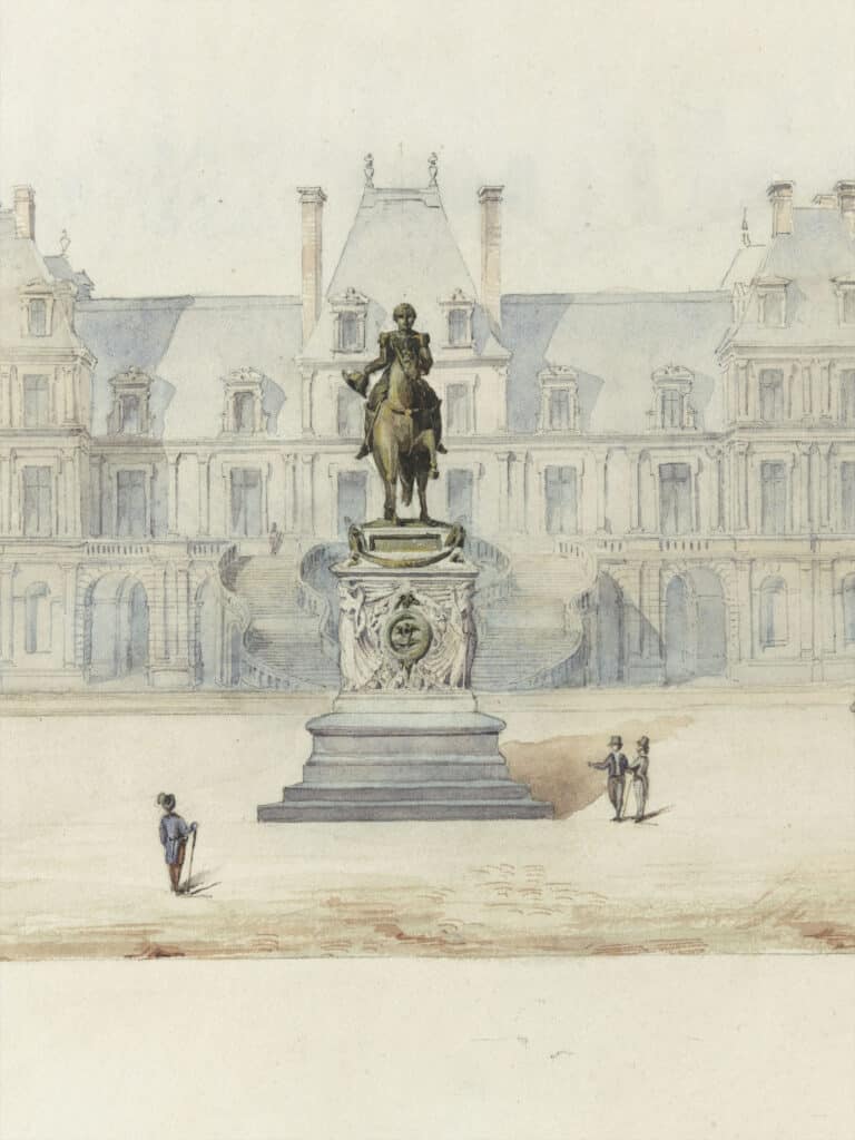 Exposition "Fontainebleau, portraits d'un château" - Statue équestre dans la cour d'Honneur