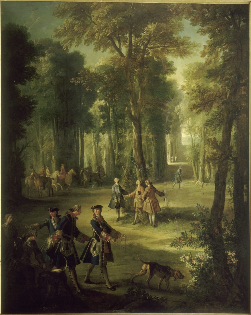 Jean-Baptiste Oudry, Louis XV tenant le limier, allant au bois au carrefour du Puits solitaire,